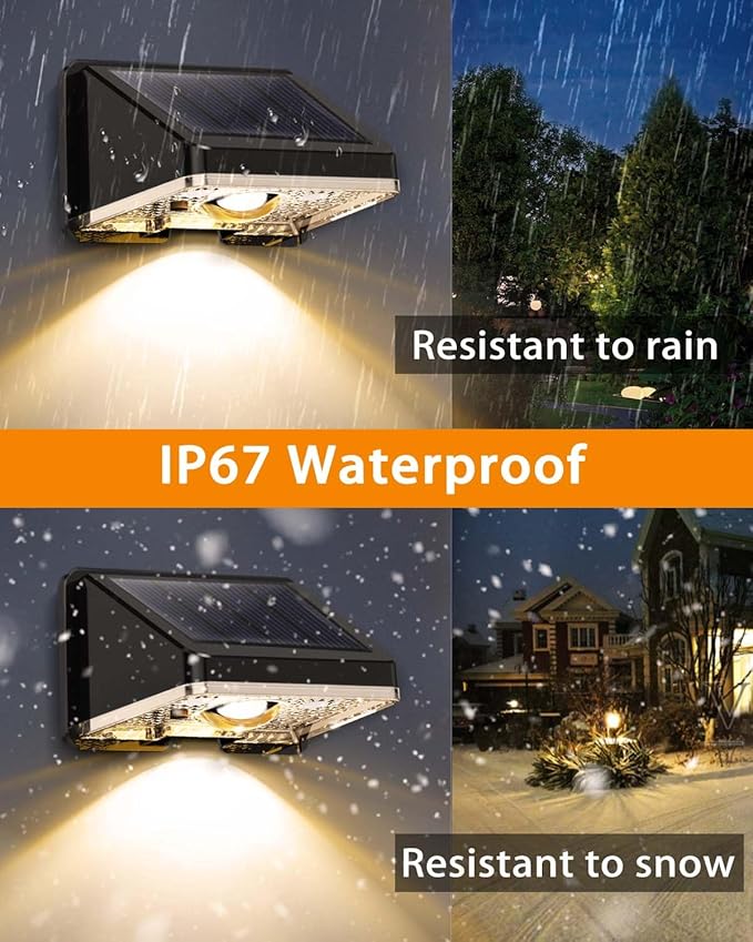 Solar Fence Lights Outdoor 8-Pack | IP67 Waterproof Wall Lights | Dusk to Dawn Auto-On/Off, Easy to Install | Decorative Solar Lights for Deck, Patio, Yard, Step, Garage, Pool (Warm White)