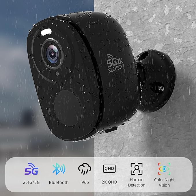 Rraycom 3Pack Security Cameras Wireless Outdoor, 5G/2.4GHz Battery Powered AI Motion Detection Siren Alarm WiFi Home Indoor Camera,2K Color Night Vision, 2-Way Talk, Waterproof, Works/Alexa, Cloud/SD