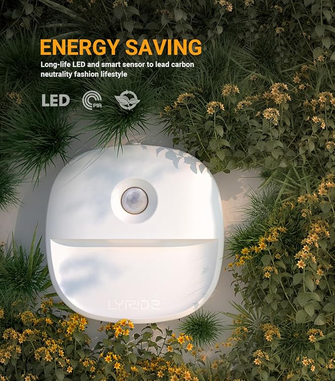 Lyridz Plug in Night Light with Motion Sensor and Dusk to Dawn Sensor, Dimmable Cool White Nightlight with 1-50lm Adjustable Brightness for Bedroom, Bathroom, Stairs, Hallway, 2 Pack