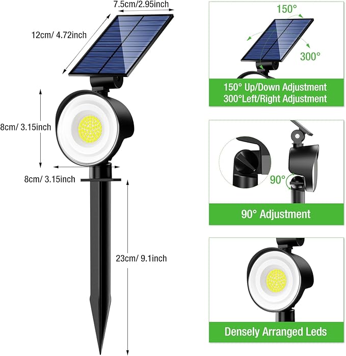 nipify 10 Pack Solar Spot Lights Outdoor Waterproof with 3 Modes, Solar Spotlight Light for Outside Yard Landscape Lighting Pathway Lights Wall,Cool White