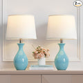 PARTPHONER Table Lamp Set of 2, Modern Ceramic Bedside Lamps for Night Stands, Classic Small Lamp Nightstand Lamp for Bedroom Living Room Desk End Table Rocker Swtich Sky Blue