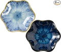 2Pcs Ceramic Jewelry Dish - Lotus Leaf Shape, for Ring Holder Necklace Small Key, Suitable for Mother Friend Sister, Gifts for Women, Cute Plate Trinket Tray, Home Decor (Light Blue & Blue)