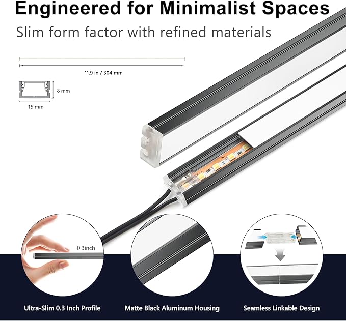 VST Under Cabinet Lighting 6 Pack, Smart LED Light Bars 2700K-6500K Dimmable, App & Voice Control for Google Home & Alexa, Remote & Hand Wave, Seamless Linkable 12V Plug-in for Kitchen, Closet, Shelf