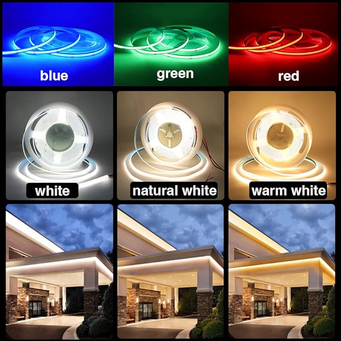 Cob Led Strip Lights, 5 Meters/16.4 FT Long 8MM/ 0.32 Inch Wide 5V LED COB Light High Density 320LEDs/m Flexible LED Lamp Tape Home Decoration, Warm White, USB Plug Without Dimmer