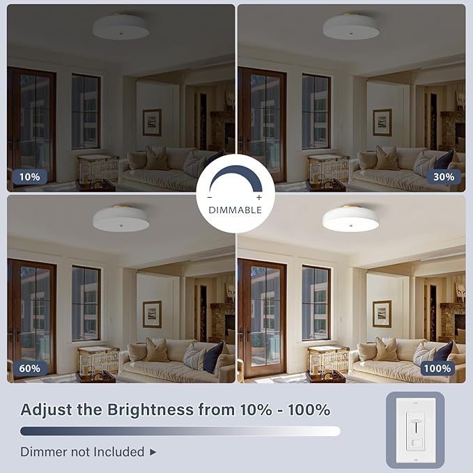 Dimmable LED Ceiling Light, White and Gold Light Fixture, Mid-Century Semi Flush Mount Ceiling Light 5CCT 2700K-6000K Ceiling Lamp for Laundry Room Kitchen, Bedroom, Hallway(15.8in)