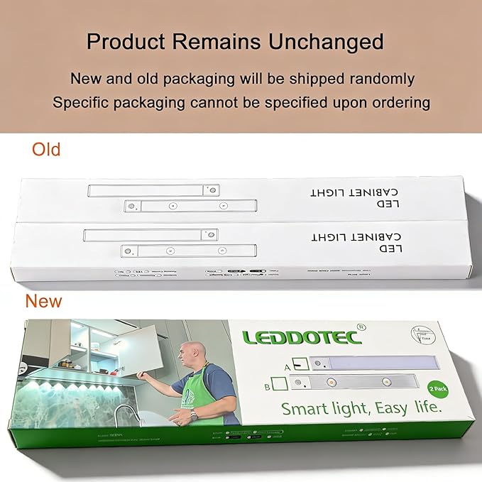 Under Cabinet Lighting 2 Pack, Wireless Motion Sensor LED Light, USB Rechargeable, Remote Control, 3 Color Dimmable, Magnetic Mount, Timer Function, 8-50 Days Runtime for Kitchen Cupboard Closet
