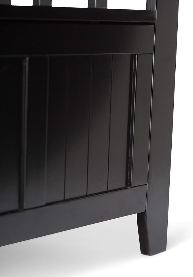 SIMPLIHOME Acadian Solid Wood 48 inch Wide Storage Bench that Seats 2 and 36 inch Wide Storage Cabinet in Black for the Living Room, Entryway, and Family Room, Transitional Style