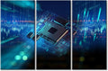 TUMOVO Wall Decor CPU Concept Wall Art Abstract Futuristic PCB Pattern and CPU Artwork Pictures Wall Decor for Living Room 3 Piece Contemporary Home Decor Print on Canvas Ready to Hang (60" Wx40 H)