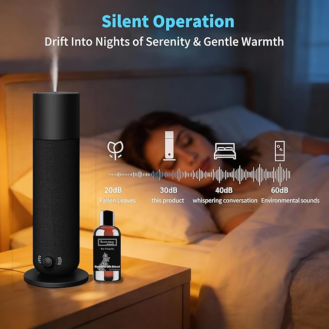 Smart Waterless Essential Oil Diffuser, Scent Air Diffuser with Roy Tranquility Oil Set for Homes Offices Hotels, Covers Up to 1000 Sq.Ft, Adjustable Mist & Timer