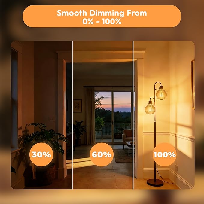 Light Bulbs, 4W Dimmable Decorative Large Unique Amber Globe G125 Edison LED Bulbs with Squirrel Cage Filament, E26 Medium Base, 2200K Warm Ambient Mood Lighting for Indoor Decoration, 1 Pack