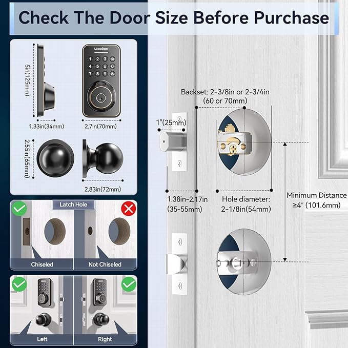Keyless Entry Door Lock with Handle Set - Built-in WiFi (Oil Rubbed Bronze)