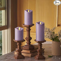 Matchless Candle Co. by Luminara - Flameless LED Battery Operated Flickering Pillar Candles - Pastel Purple - Set of 3 - Indoor Outdoor Decor Safe