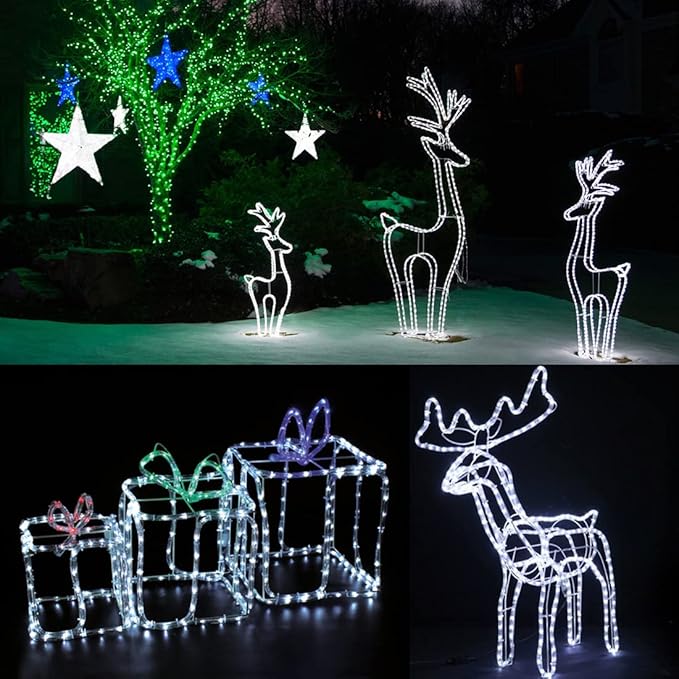 40ft LED Rope Lights, Dimmable 432 LEDs IP65 Waterproof Outdoor Indoor Linkable Cuttable Rope Light, 110V 6000K Daylight White Christmas Rope Light for Patio Garden Corridor Party Decor