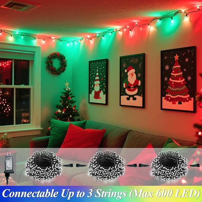 200 LED Christmas Lights Color Changing, 35 Colors 66FT 4th of July String Lights with Remote Timer, Connectable Waterproof Twinkle Lights Plug in for Xmas Tree Outdoor Holiday Wedding Party Decor