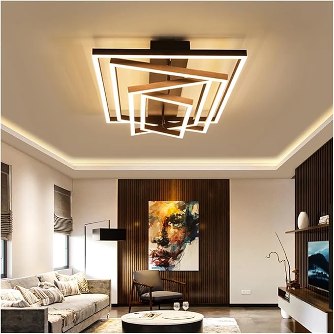 Nordic Home Decoration Salon Bedroom Decor Smart Led Lamp Lights for Room Dimmable Ceiling Light Indoor Lighting Minimalist Design(RC Remote dimming,Gold 4layers)