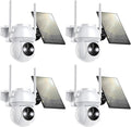 Solar Security Camera Wireless Outdoor, 2K HD Color Night Vision Home Security Camera System with 360° View Battery Powered Spotlight & Siren WiFi Camera Outdoor Motion Sensor and 2-Way Audio 4 Pack