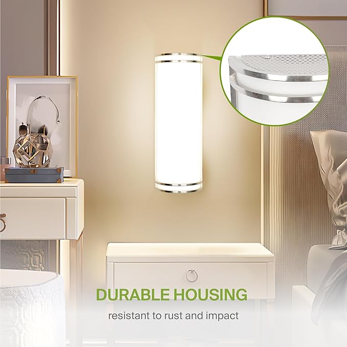 ASD LED Indoor Wall Mount Light Fixture - 18 Inch 25W Modern Interior Nickel Dimmable Wall Sconce Light - ETL 3000K 4000K 5000K Adjustable - Hallway, Bedroom LED Wall Lights, 2 Pack