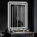 LED Bathroom Mirror, 28"x20" with Frontlit and Backlit Anti-Fog Mirror with Lights LED Vanity Mirror for Bathroom 3 Colors Temperature & Dimmable Bathroom Mirror with HD Tempered Glass