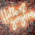 Hello Gorgeous Neon Sign,LED Neon Hello Sign Decorative Art Lamp with Dimmable Switch Suitable for Home Wedding Birthday Backdrop Party,17x10In,Usb Powered(Warmwhite Hello Gorgeous)