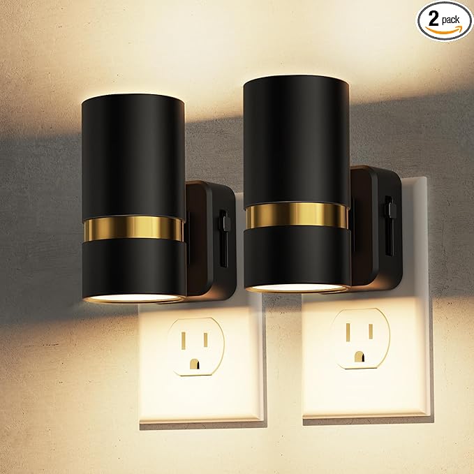 L LOHAS LED Night Lights Plug into Wall, Dimmable Night Light with 0-100LM Brightness Adjustable, 3000K Soft White, Nightlight with Dusk to Dawn, 2 Pack, Ideal for Home Bathroom Decor