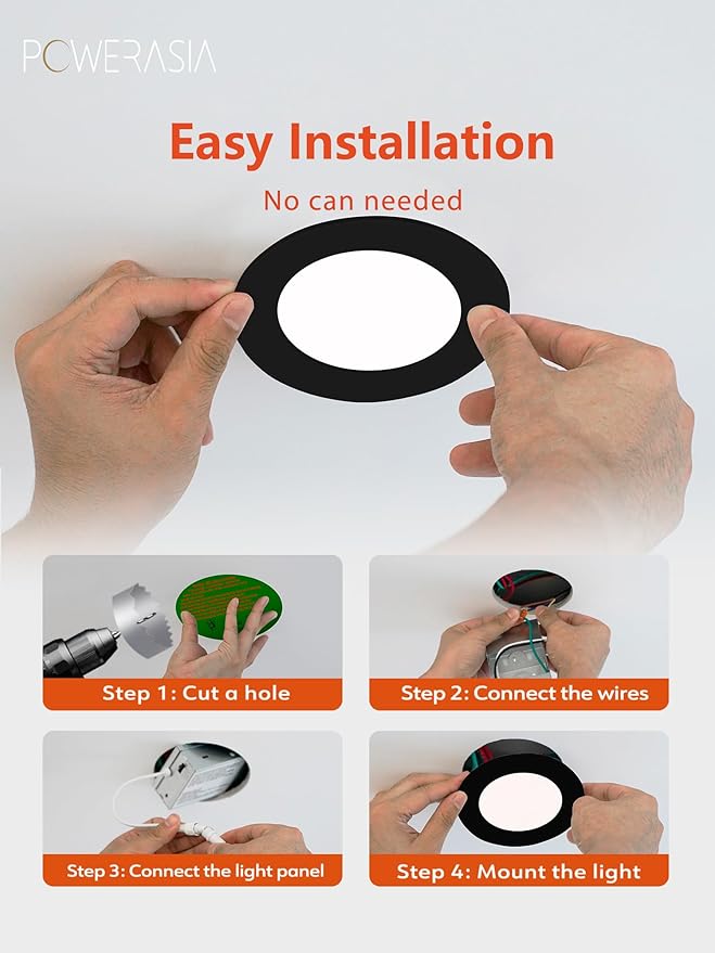 12 Pack Recessed Lighting 6 Inch with Junction Box, 5CCT 6 Inch Black LED Recessed Lights Dimmable 2700K/3000K/4000K/5000K/6000K, 15W1200lm Ultra Thin Recessed Lighting - ETL and Energy Star Certified