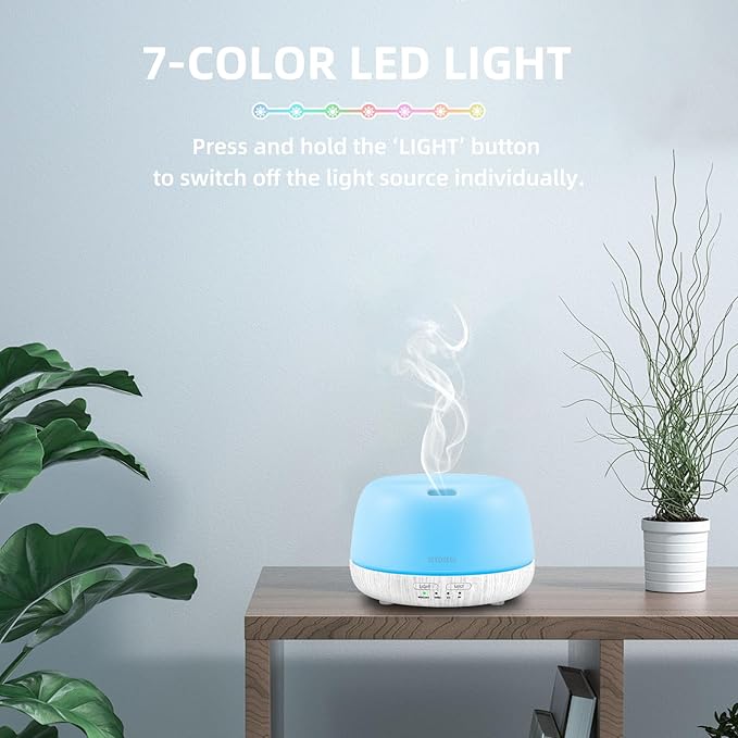 300ML Essential Oil Diffuser with Remote Control, Aromatherapy Diffuser with 7-Color Changing LED Light for Bedroom, Home