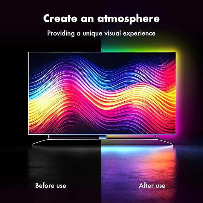 LED Lights for TV, RGB TV Backlight Behind, 16.4ft LED Lights for 45-75 Inch TVs, Music Sync Bluetooth APP & Remote Control USB Powered,Strip Lights for Bedroom, Xmas, Home Décor (16.4ft)