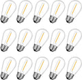 15 Pack Shatterproof S14 LED Replacement Bulbs for Outdoor String Lights, 1W Equivalent to 11W Incandescent Bulb, Warm White 2200K, Dimmable, E26 Regular Medium Screw Base