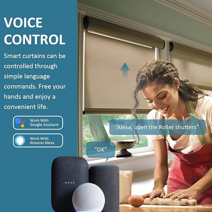 Smart Roller Shades Motor ZigBee 3.0, Motorized Blinds Retrofit Kit, DC24V Electric Tubular Motor Compatible with Alexa & Google Home, Brushless Copper & Quiet (10 N.m for Φ50mm (2") Groove Tube)