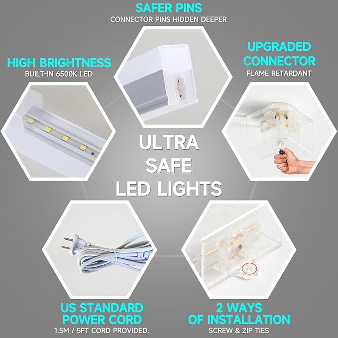 Hexagon Garage Lights 192W 23040LM Super Bright，6500K Daylight White LED - Honeycomb Garage Ceiling Lighting Fixture for Basement, Gym, Workshop, Salon & Commercial Spaces 5 Hex