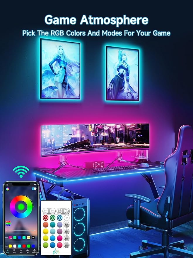 TV LED Lights, 18.0ft LED Lights for 40-75 Inch TV Behind Lighting, RGB Color Changing TV Backlight with APP & Remote Control, Music Sync USB LED Strip Light for Bedroom Gaming Room Decor