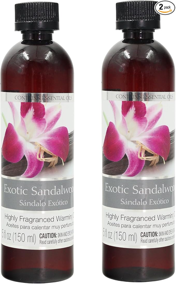 Hosley's Set of 2, 5 oz Exotic Sandalwood Fragrance Warming Oils. Ideal Gift for Weddings, spa, Reiki, Meditation, Bathroom Settings. P1