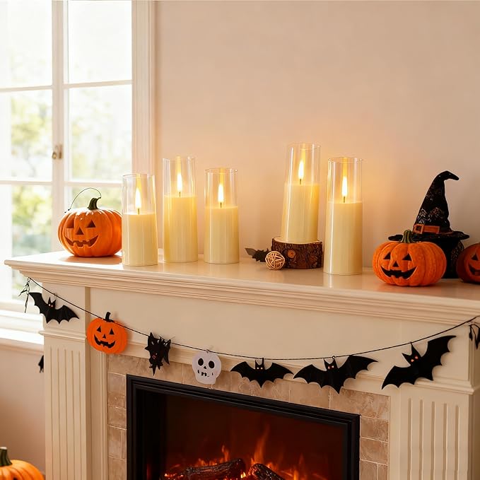 8Pcs Flameless Candles, Battery Operated Candles, LED Flickering Candles with Remote, Realistic Dancing Flame, Acrylic Ribbed Design for Home Holiday Wedding, Party D2.2 (Ivory)