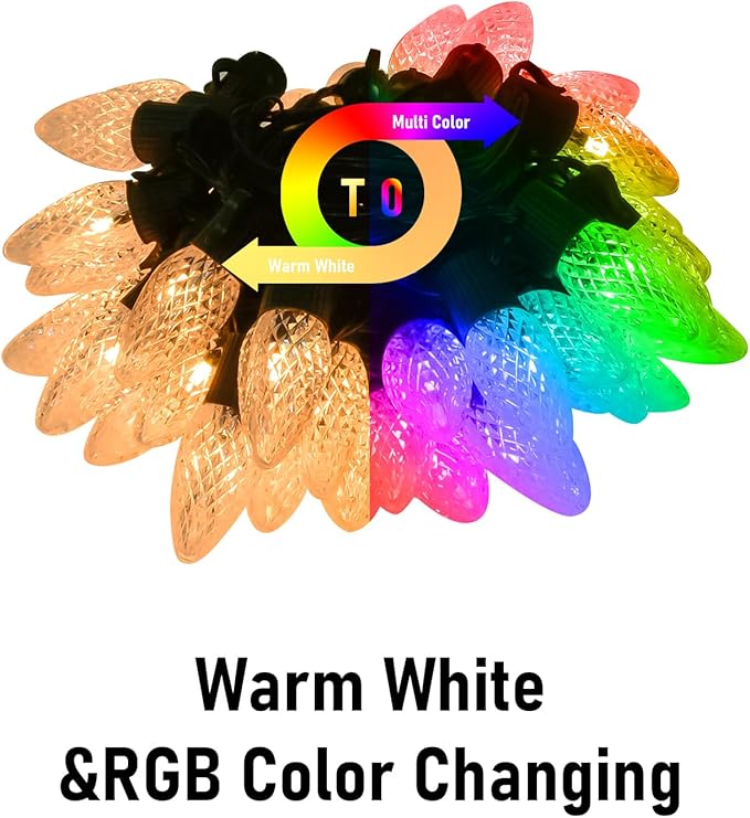 Smart C9 Christmas Lights Outdoor, 174 Feet 200 LED C9 String Lights App Control, 105 Light Modes, Waterproof Commercial Grade Connectable RGB Christmas Tree Lights for Indoor Outside Roofline Patio
