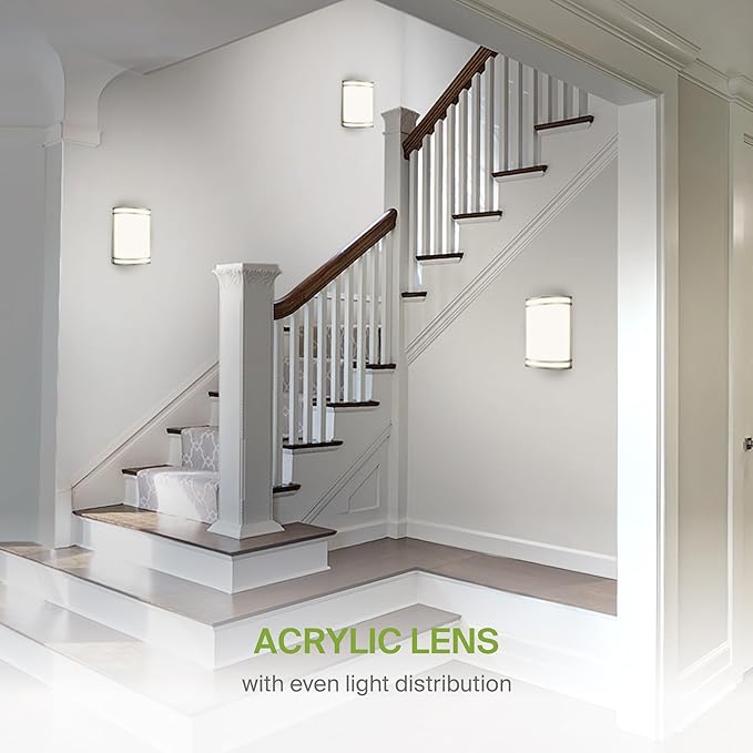 ASD LED Indoor Wall Mount Light Fixture - 8 Inch 15W Modern Interior Nickel Dimmable Wall Sconce Light - ETL 3000K 4000K 5000K Adjustable - Hallway, Bedroom LED Wall Lights