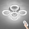 OKELI Modern Ceiling Light, 5 Rings 16.9'' Dimmable LED 49W Flush Mount Ceiling Lights with Remote Acrylic Crystal Round Ceiling Light Fixture, Bedroom Living Room Dining Room, Chrome