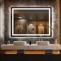 LOAAO 58"x40" LED Bathroom Mirror with Lights, Anti-Fog, Dimmable, Backlit + Front Lit, Lighted Bathroom Vanity Mirror for Wall, Memory Function