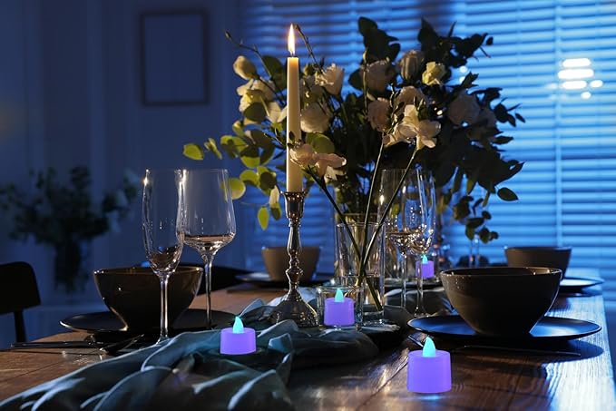 KOABY 25 Pack Flameless Votive Candles, Last 8H+, Blue Light, No Timer No Flickering