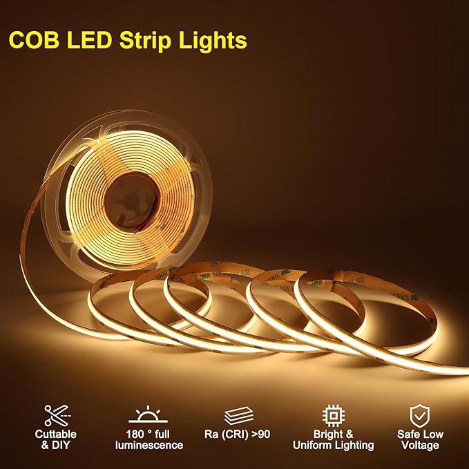 Intelligent Motion Sensor LED Stair Light Kit with Main Wire& Daylight Sensor, Step by Step Control 47.2 Inches Cuttable LED Strip Lights Indoor with Remote (16 Stairs,3000K)