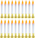20 Pack 9" Gold Base LED Candle Lights with Dusk to Dawn Sensor, Battery Powered Flameless Candles for Indoor Table Party Decor