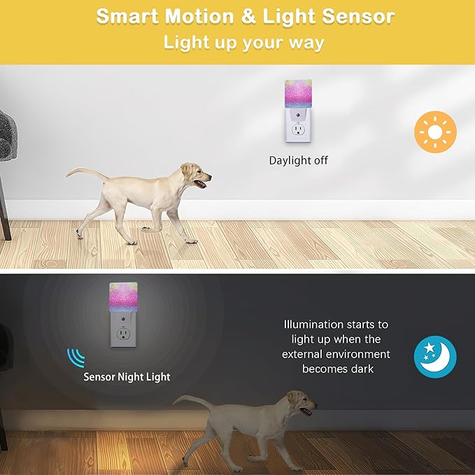 Pink Glitter Night Light,Plug in Night Light, Dusk to Dawn Sensor Nightlights for Stairway/Hallway/Kitchen/Bedroom/Bathroom 0.5W
