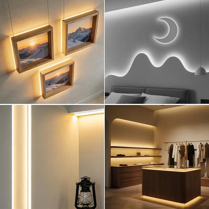 COB LED Strip Lights 32.8ft, Tunable CCT LED Strip 10m, 24V High Density Dotless Tape Light 3000K-6000K, DIY Cuttable Flexible Kit with Remote & Power Plug for Large Room Kitchen Cabinet Decor