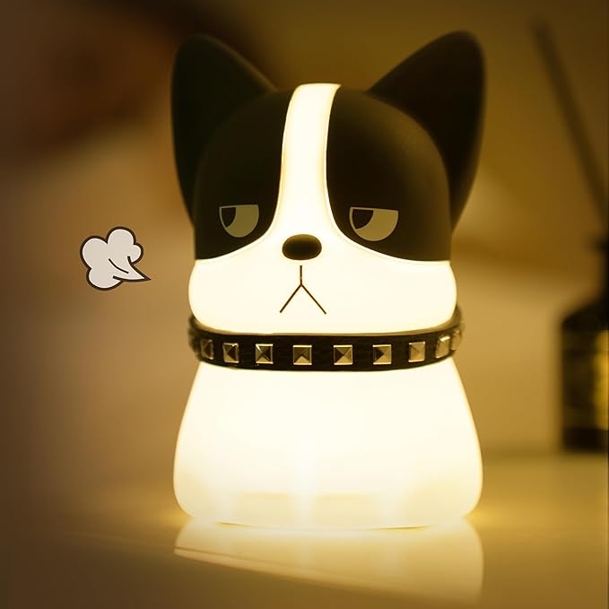 Led Cute Frenchie Night Light, Dimmable Nursery Kawaii Lamps, Super Squishy Silicone USB Rechargeable Touch Control Bedside Lamp, Used for Camping Party Room Decor(Frenchie)