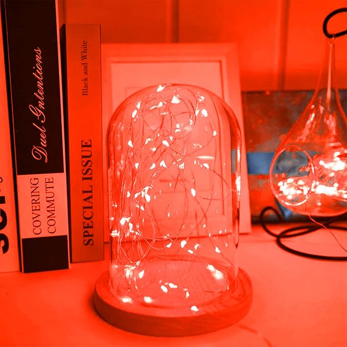 12 Pack Fairy Lights Battery Operated String Lights 7 Feet 20 Led Waterproof Christmas Lights Silver Wire Firefly Starry Moon Lights for Bedroom Red