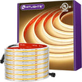 Outdoor COB LED Strip Lights Waterproof 3000K, 16.4ft IP67 24V Tape Light Warm White High Density, 2560 LEDs, 305 LM/FT, CRI 90+, Lighting for Backyard, Garden, UL Listed (Power Source Not Included)
