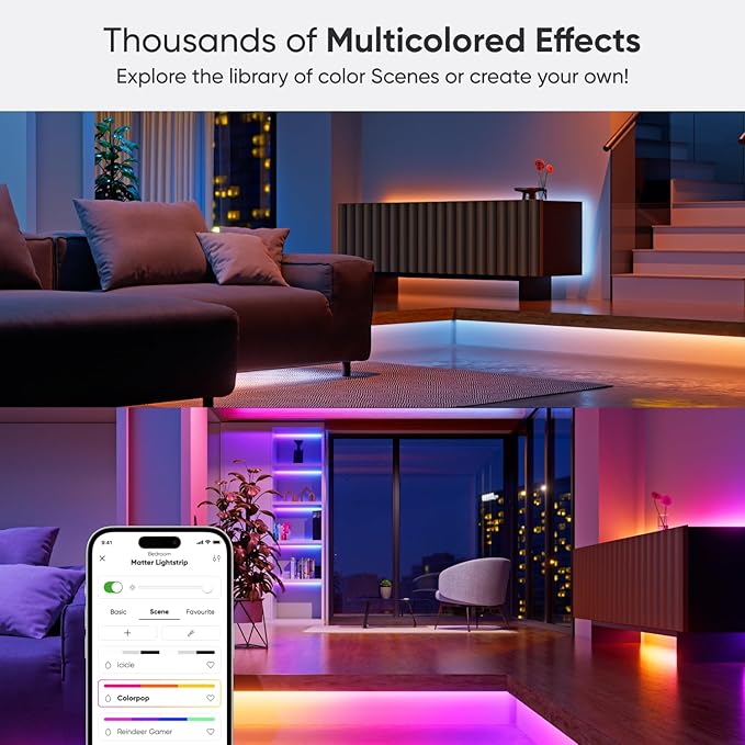 Nanoleaf Essentials Matter Bluetooth & WiFi Smart Multicolor LED Lightstrip 200" Smarter Kit (5m) - RGB & Whites, Controller, App & Voice Control (Works with Apple Home, Google Home)
