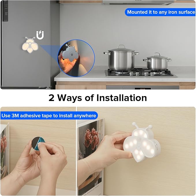 Motion Sensor Stair Lights Indoor - Rechargeable Dimmable RGBW & Warm White Night Light, Magnetic Mount Motion Activated Battery Lamp for Step Hallway Bathroom Cabinet Closet(Yellow, 1 Pack)