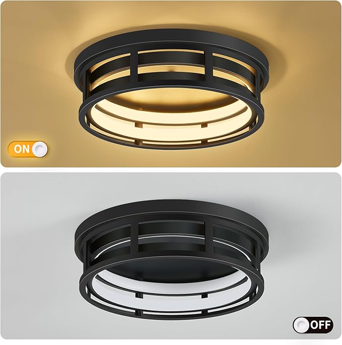 ZHU YAN LED Flush Mount Ceiling Light Fixture,Modern Hallway Light Fixtures Ceiling,3 Color Selectable Light Fixtures Ceiling Mount for Kitchen Hallway Entry Bedroom (2 Pack)