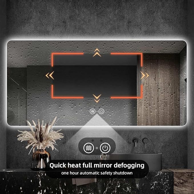 LED Bathroom Mirror with Lights, 36"x72" Smart Backlit Mirror with Auto Sensor Light, Anti-Fog, Wall-Mounted HD Mirror, Shatter-Proof, 3-Color Stepless Dimmable, Memory, UL-Listed