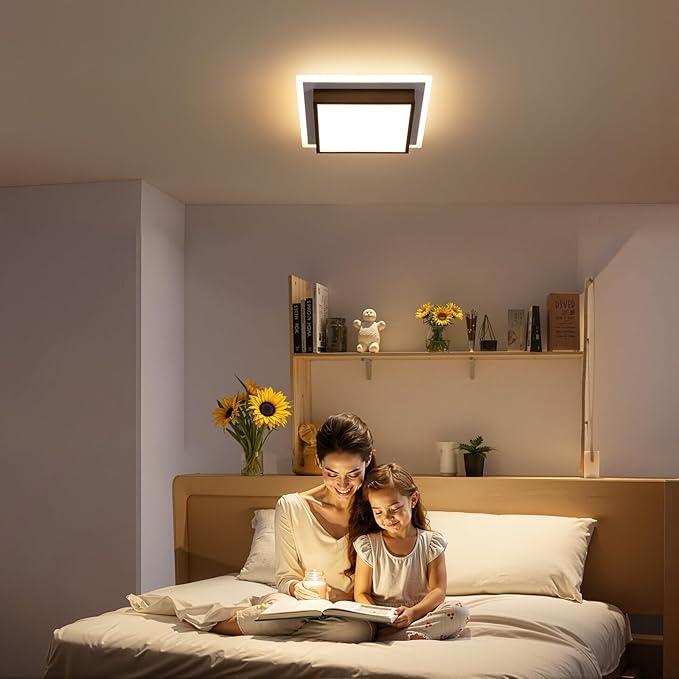 Modern LED Ceiling Light, 13 Inches Square Ceiling Light, 5CCT Flush Mount Ceiling Light, Hallway Ceiling Lighting Fixtures for Living Room Bedroom Bathroom Kitchen